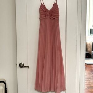 ASOS Designs Pleated Pink Midi Dress